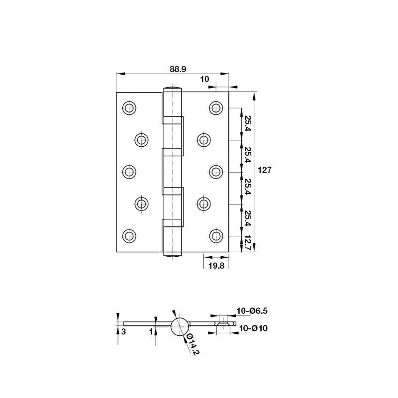 Bản Lề Lá 4 Vòng Bi 80Kg Hafele 926.25.505