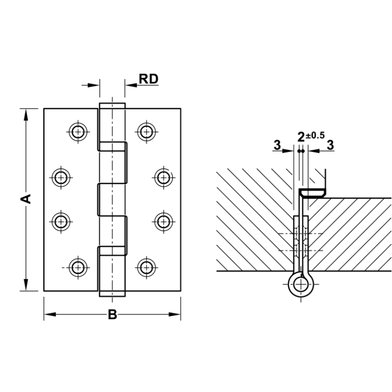 Bản Lề Lá 2 Vòng Bi 120Kg Hafele 926.98.020