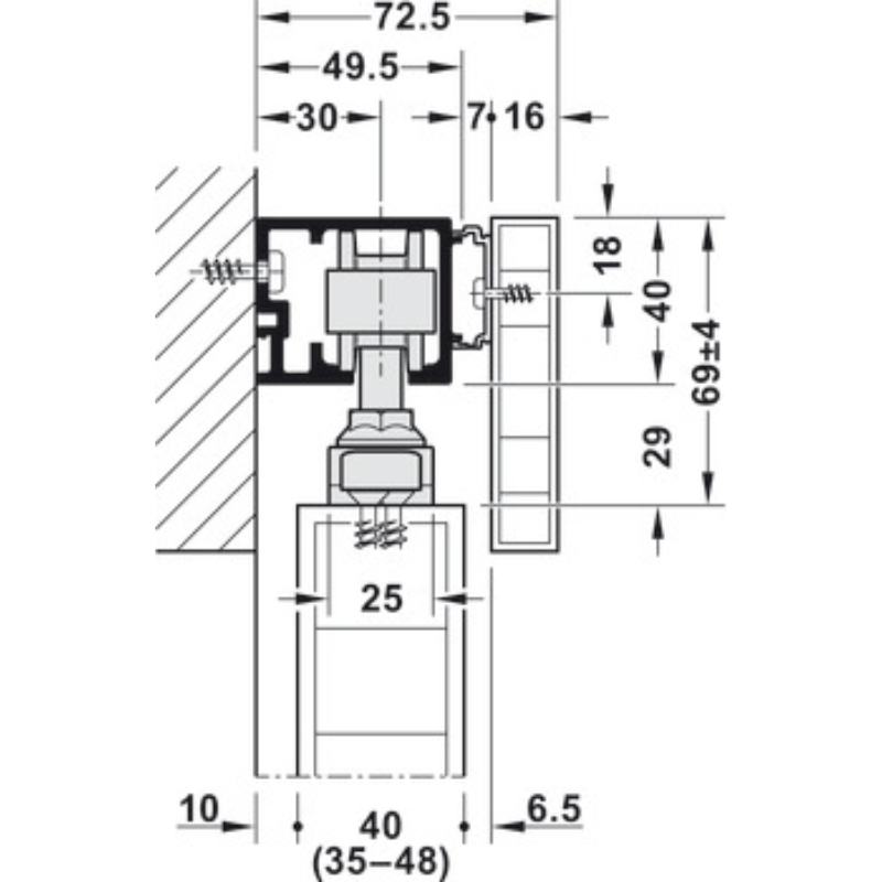 Bộ Các Thành Phần Cho Cửa Hafele 940.80.001