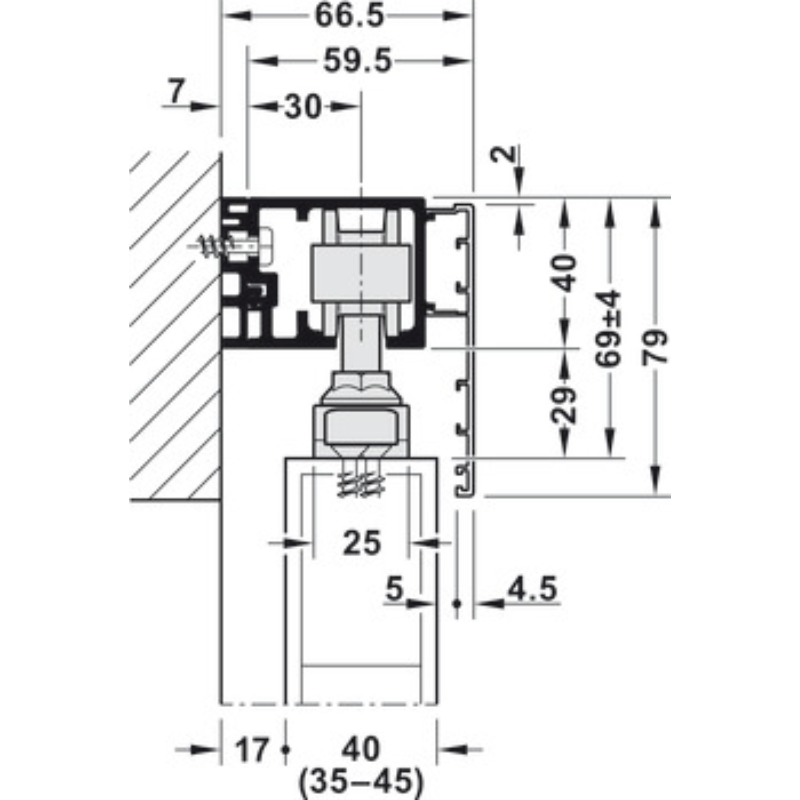 Bộ Các Thành Phần Cho Cửa Hafele 940.80.001
