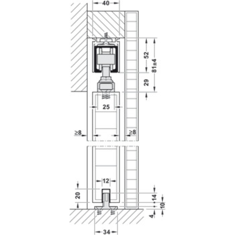 Bộ Các Thành Phần Cho Cửa Hafele 940.80.001