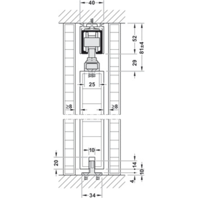 Bộ Các Thành Phần Cho Cửa Hafele 940.80.001