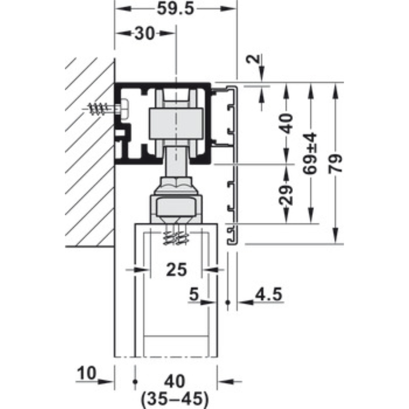 Bộ Các Thành Phần Cho Cửa Hafele 940.80.001