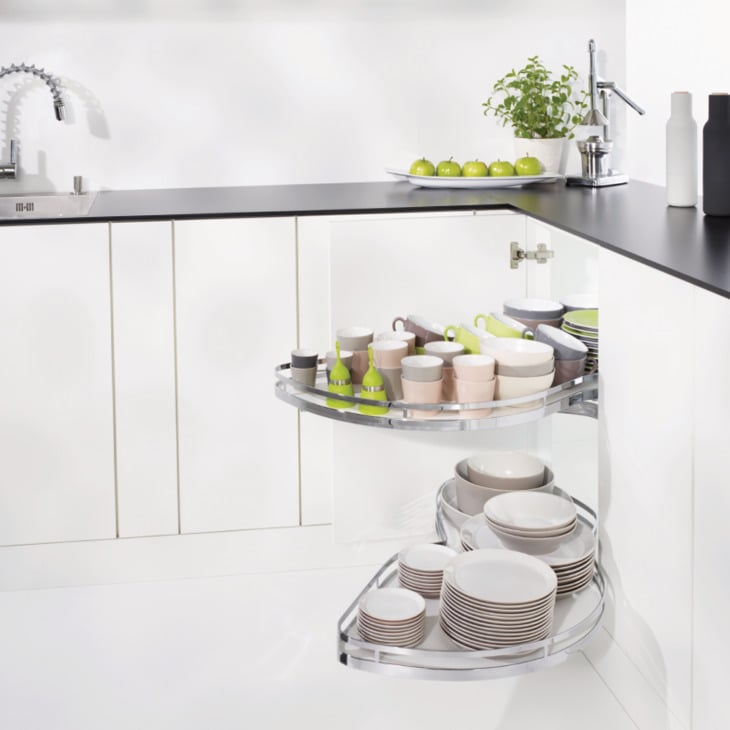 Bộ Rổ Góc Lemans II Trắng Xoay Phải Hafele 541.32.670