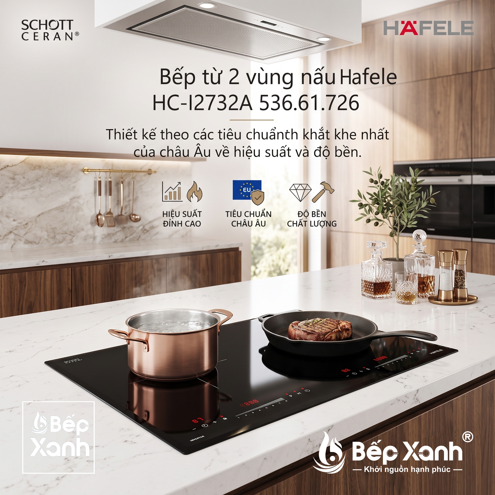 Bếp Từ Âm 2 Vùng Nấu Hafele HC-I2732A 536.61.726