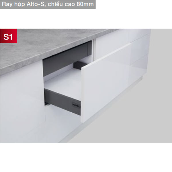 Ray Hộp Alto-S Giảm Chấn H80mm Hafele 552.35.365