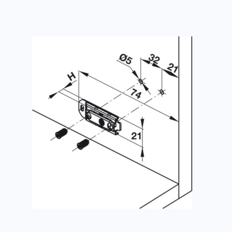 Đế bản lề chữ L Hafele 334.90.020