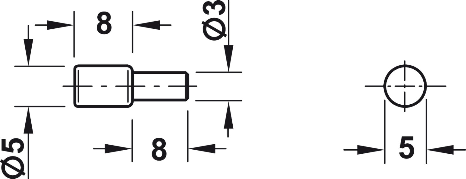 Chốt đỡ kệ kim loại, mạ niken 3/5mm Hafele 282.06.706