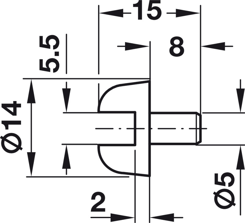 Chốt đỡ kệ kính = nhựa trắng 5/6mm Hafele 287.28.770