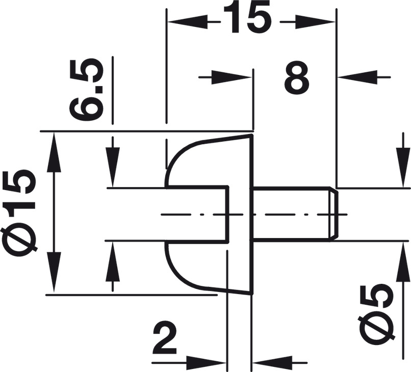Chốt đỡ kệ kính = nhựa trắng 5/6mm Hafele 287.28.770