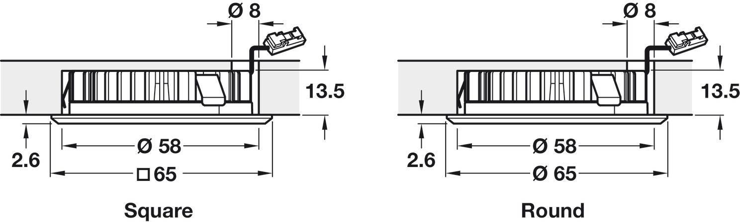 Nắp che đèn lắp âm tròn/nhựa/ststc/d=65 Hafele 833.72.382