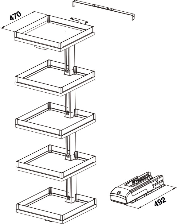 Bộ Kệ Convoy Lavido R600mm Hafele 549.62.906