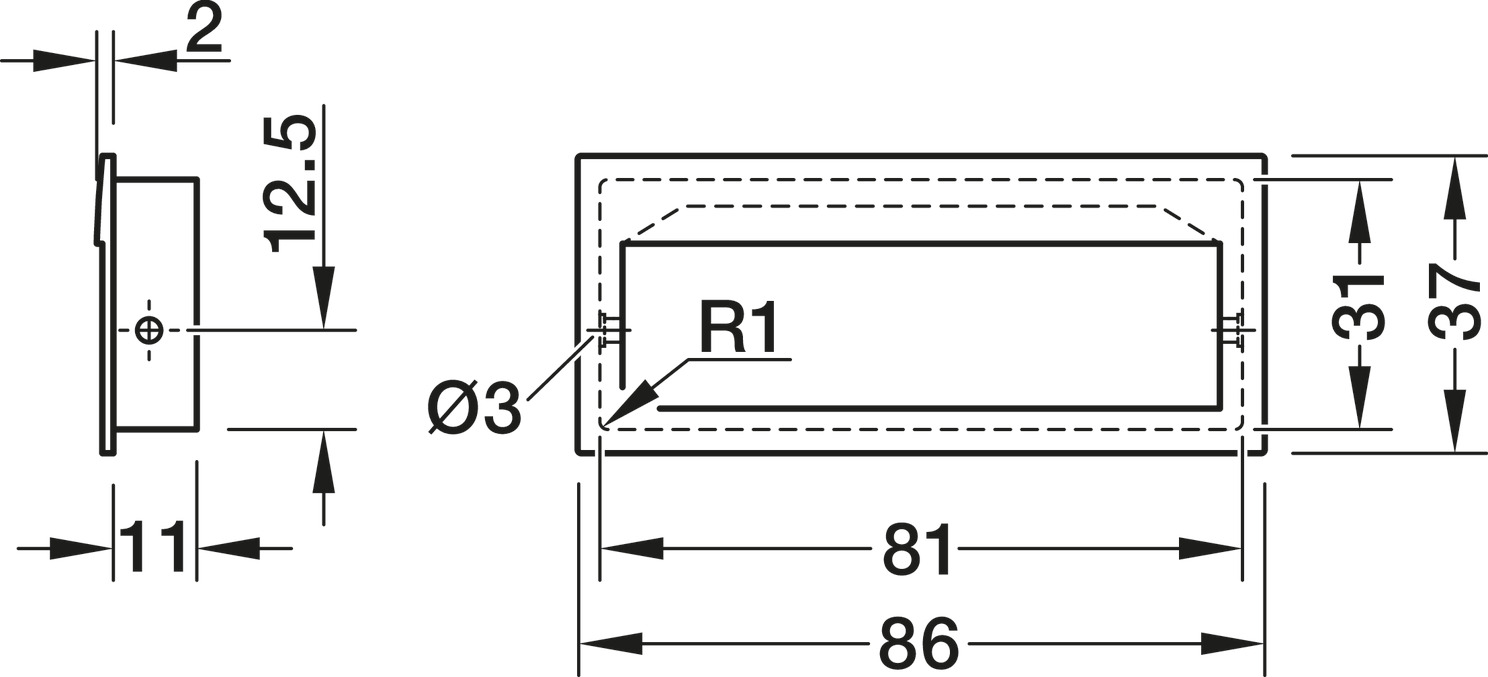Tay Nắm Tủ Âm 86mm Hafele 151.09.600