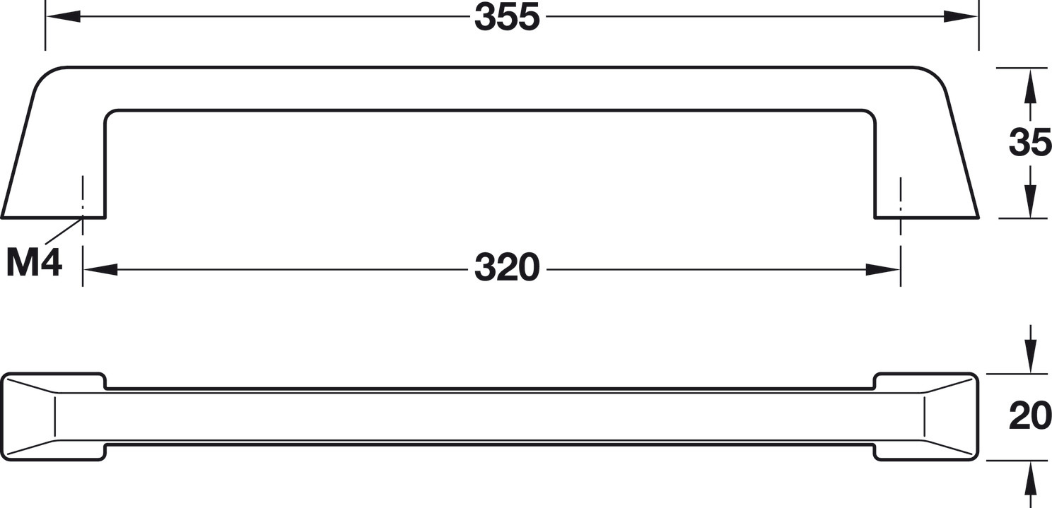 Tay nắm tủ chữ D Hafele 106.69.268