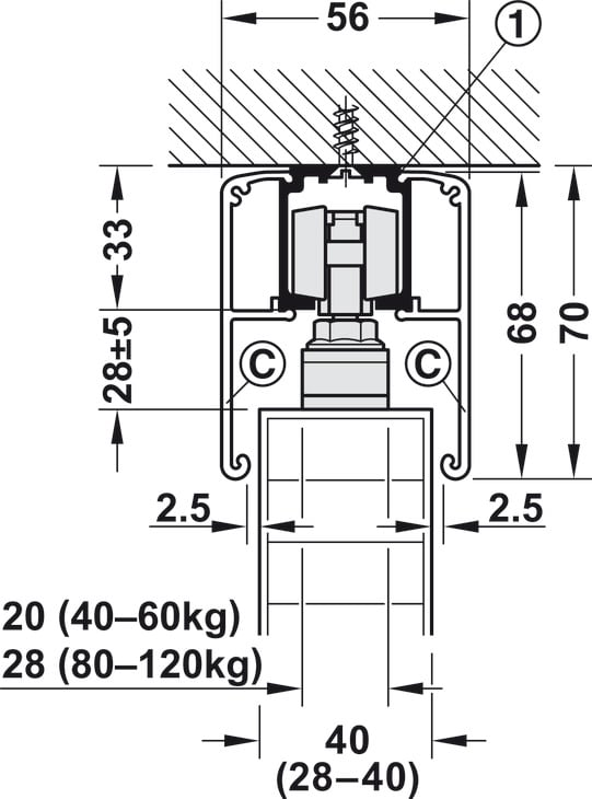 Phụ Kiện Cửa Trượt Slido Classic 120P Hafele 941.25.134
