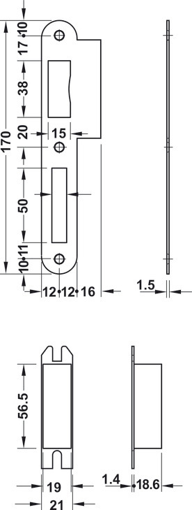Thân khóa đồng Hafele 911.02.154 cho cửa phòng