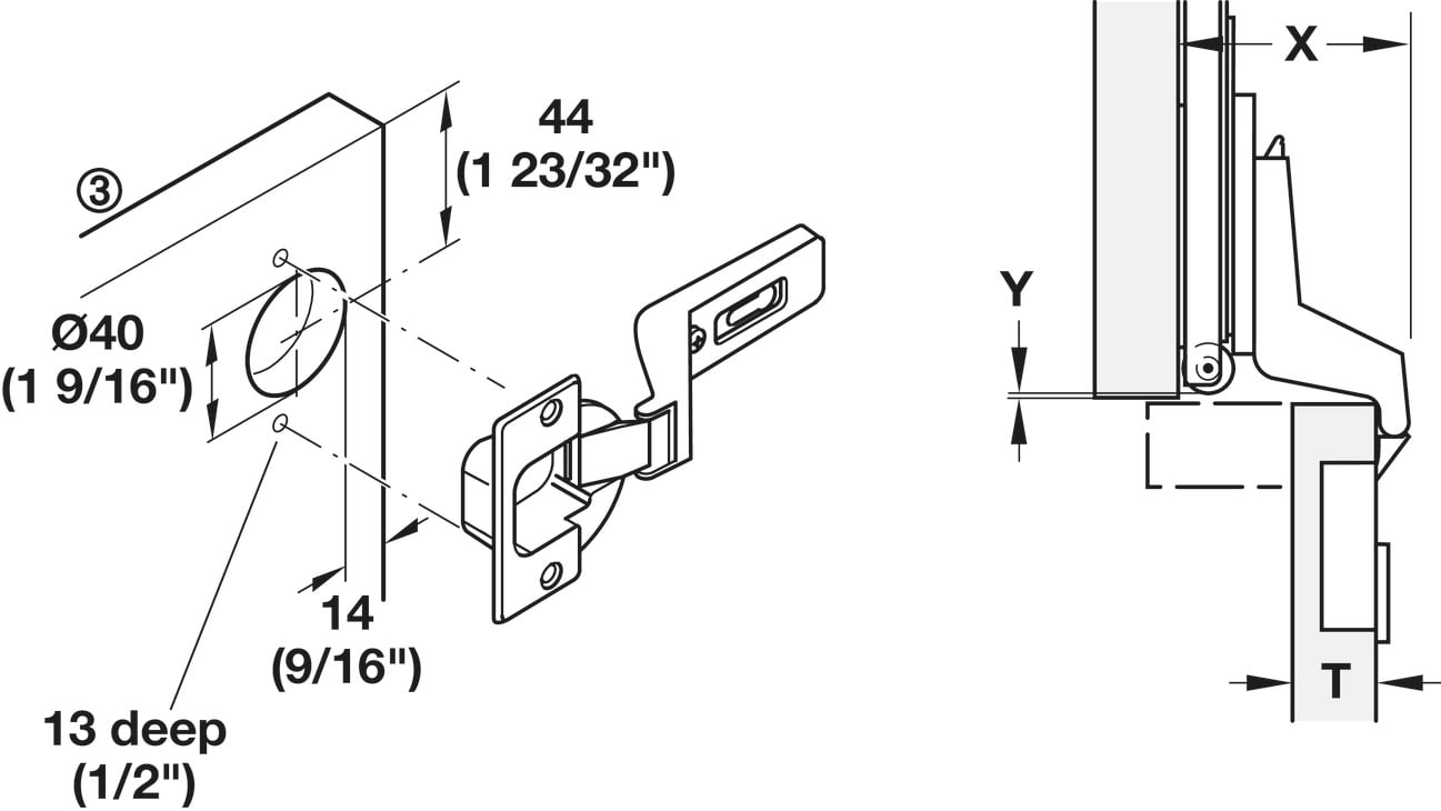 Phụ Kiện Bản Lề Cho Cửa 1 Cánh 19 - 22mm Hafele 408.24.011
