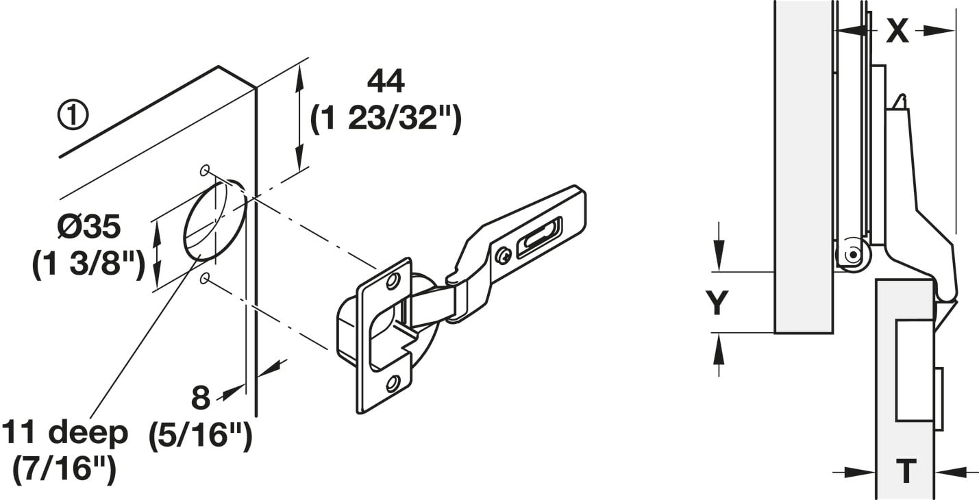 Phụ Kiện Bản Lề Cho Cửa 1 Cánh 16 - 19mm Hafele 408.24.020