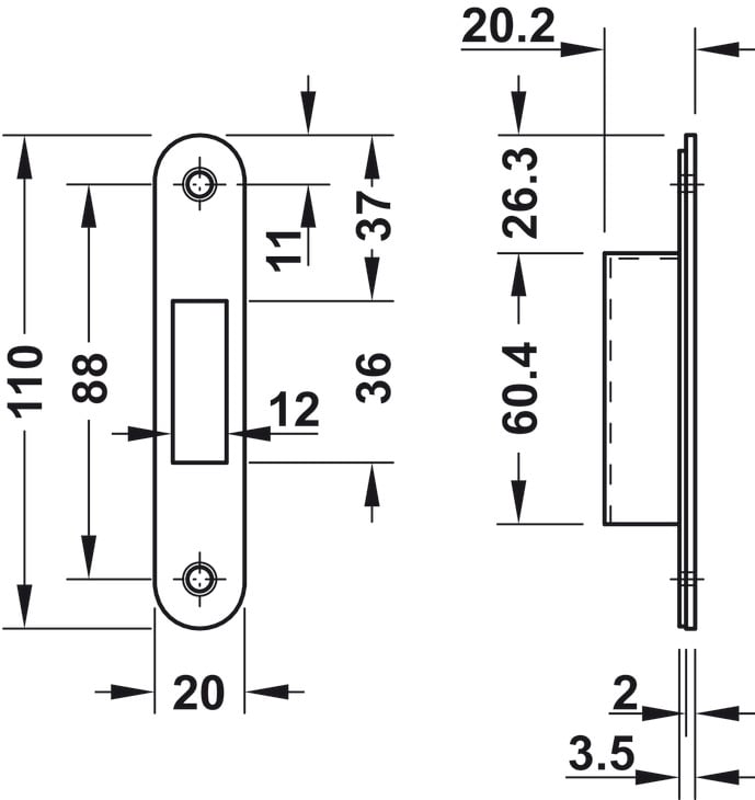 Thân Khóa Cho Cửa Trượt Hafele 911.26.292
