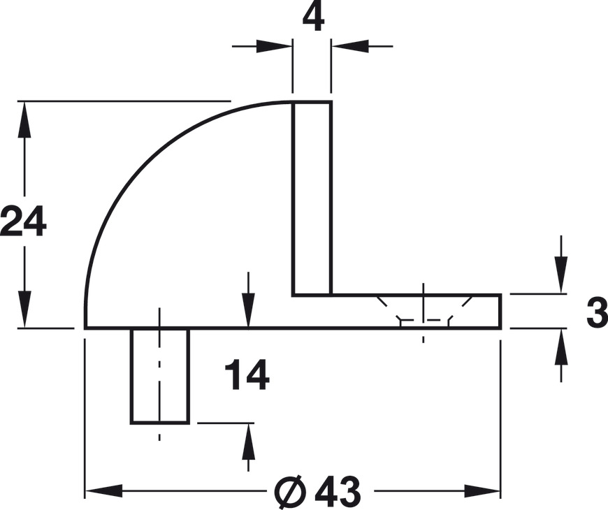 Chặn cửa sàn = inox mờ 43mm Hafele 937.52.070