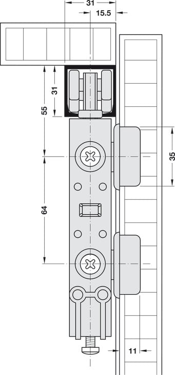 Bản lề nối cánh cửa xếp Hafele 409.63.710