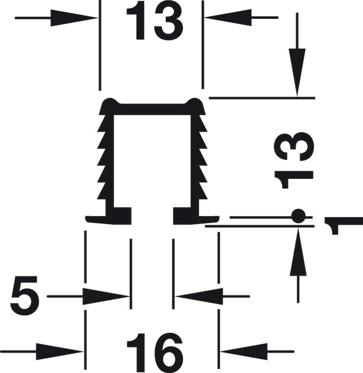 Thanh trượt = nhựa màu bạc 2m Hafele 404.71.902