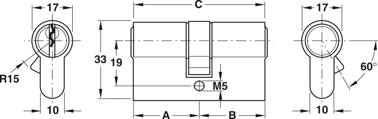 Ruột Khóa Ban Công 70mm Hafele 916.96.017