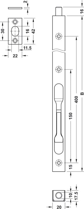 Chốt Cửa Âm 300mm Hafele 911.62.183