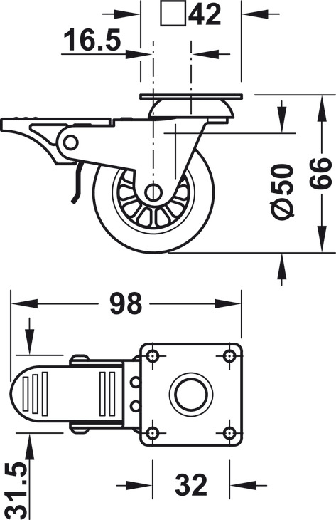 Bánh XE cho đồ nội thất=kl Hafele 661.39.961