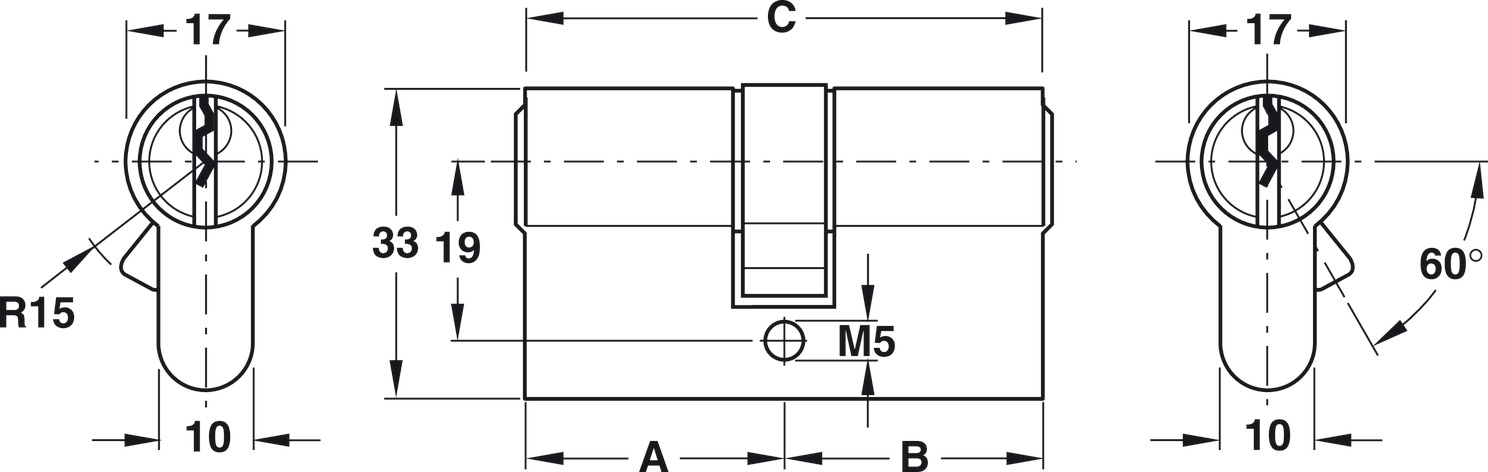 Ruột Khóa 2 Đầu Chìa 90mm Hafele 916.96.041