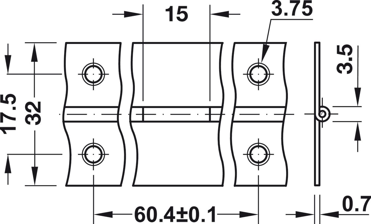Bản lề piano 32x0.8x35000mm Hafele 351.04.038