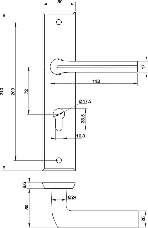 Tay Nắm Gạt Đế Dài C/C 72mm Hafele 903.98.464