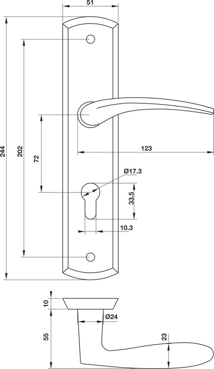 Tay Nắm Gạt Đế Dài C/C 72mm Hafele 903.98.473