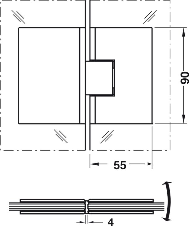 Bản Lề Kính-Kính 180º Hafele 981.00.512
