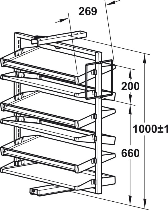 Shoe rack ext.st.white 800x1000x365mm Hafele 806.22.700