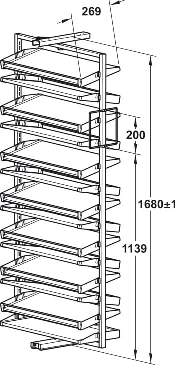 Bộ kệ kéo để giày 14 kệ= Hafele 806.22.401