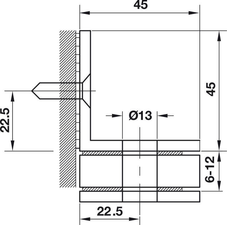 Kẹp Kính - Tường Nhà Tắm 90º Có Đế Hafele 981.00.542
