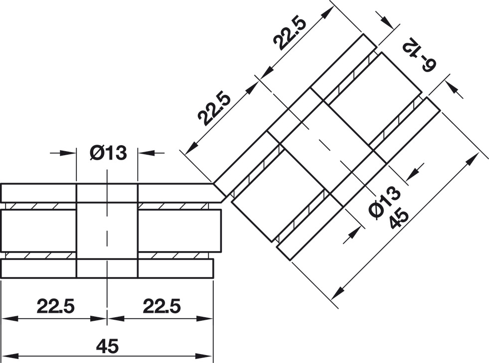 Kẹp Kính - Kính 135° Hafele 981.00.572