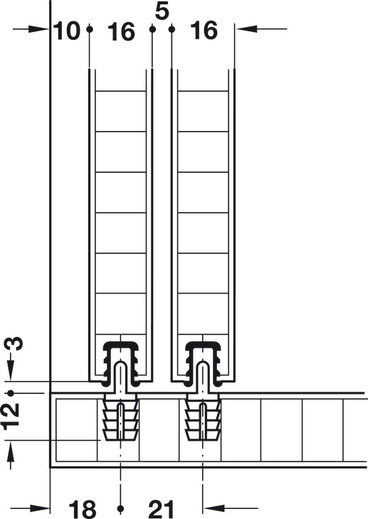 Đế bánh xe F-Line11 12A (xám) Hafele 404.72.311
