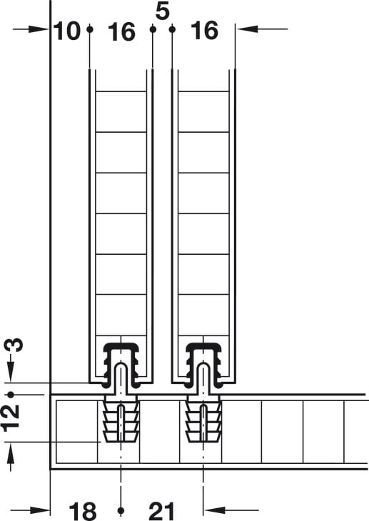 Ray trượt F-Line11 12A 2m Hafele 404.71.801