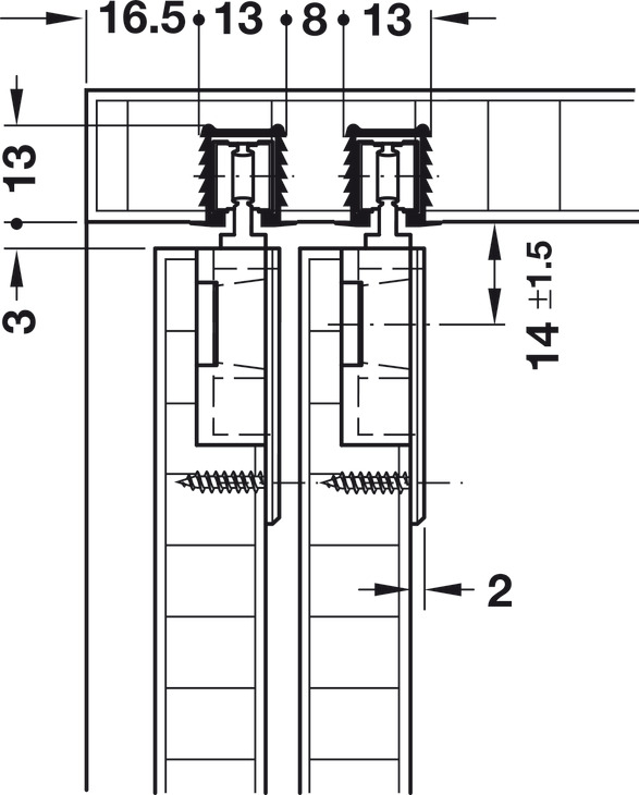 Ray trượt F-Line11 12A 2m Hafele 404.71.801