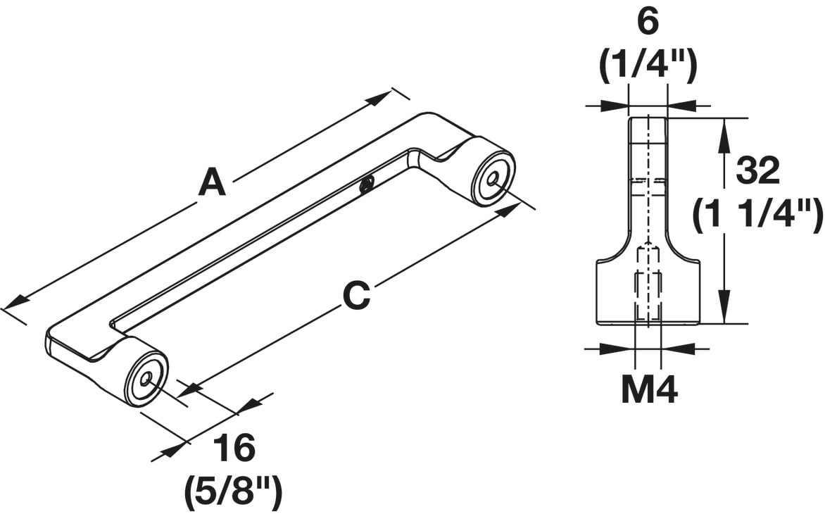 Tay Nắm Tủ 176mm Hafele 106.61.124