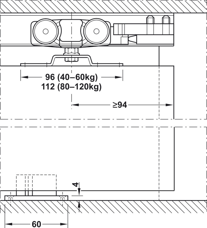 Bộ phụ kiện cửa trượt classic 80-P VER.B Hafele 940.82.102