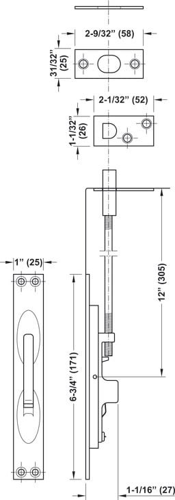 Chốt Cửa Âm Hafele 911.79.004
