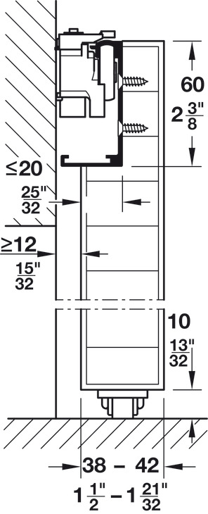 Ray Dưới Cho Sàn Mềm 2200mm Hafele 940.59.802
