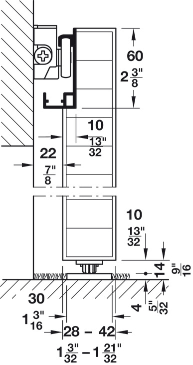 Ray Dưới Cho Sàn Mềm 2200mm Hafele 940.59.802