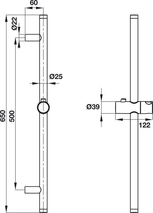 Thanh Trượt 650R Cho Sen Tay Hafele 485.60.614