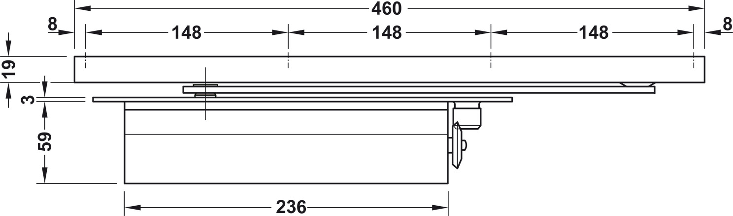Tay Đẩy Hơi Cùi Chỏ Âm 150Kg Hafele 931.84.005