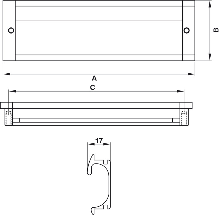 Tay Nắm Tủ Âm 205mm Hafele 151.76.924