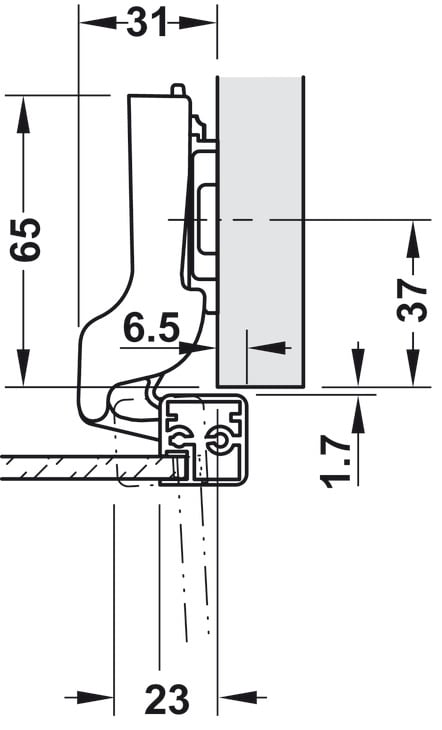 Bản Lề Metalla SM 110º Trùm Nửa Hafele 315.26.711